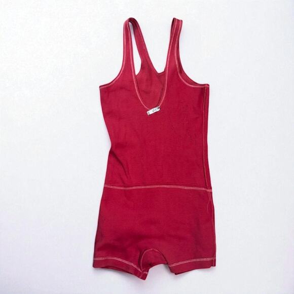 Vintage Antique 1930s Red Cotton Swimming Suit Women's Skort Stretch Small - Picture 4 of 4